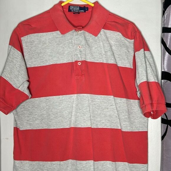 Vintage Polo by Ralph Lauren, blue label, striped polo shirt, size large - Picture 2 of 14